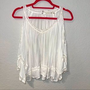White Cold Shoulder Boho blouse size medium